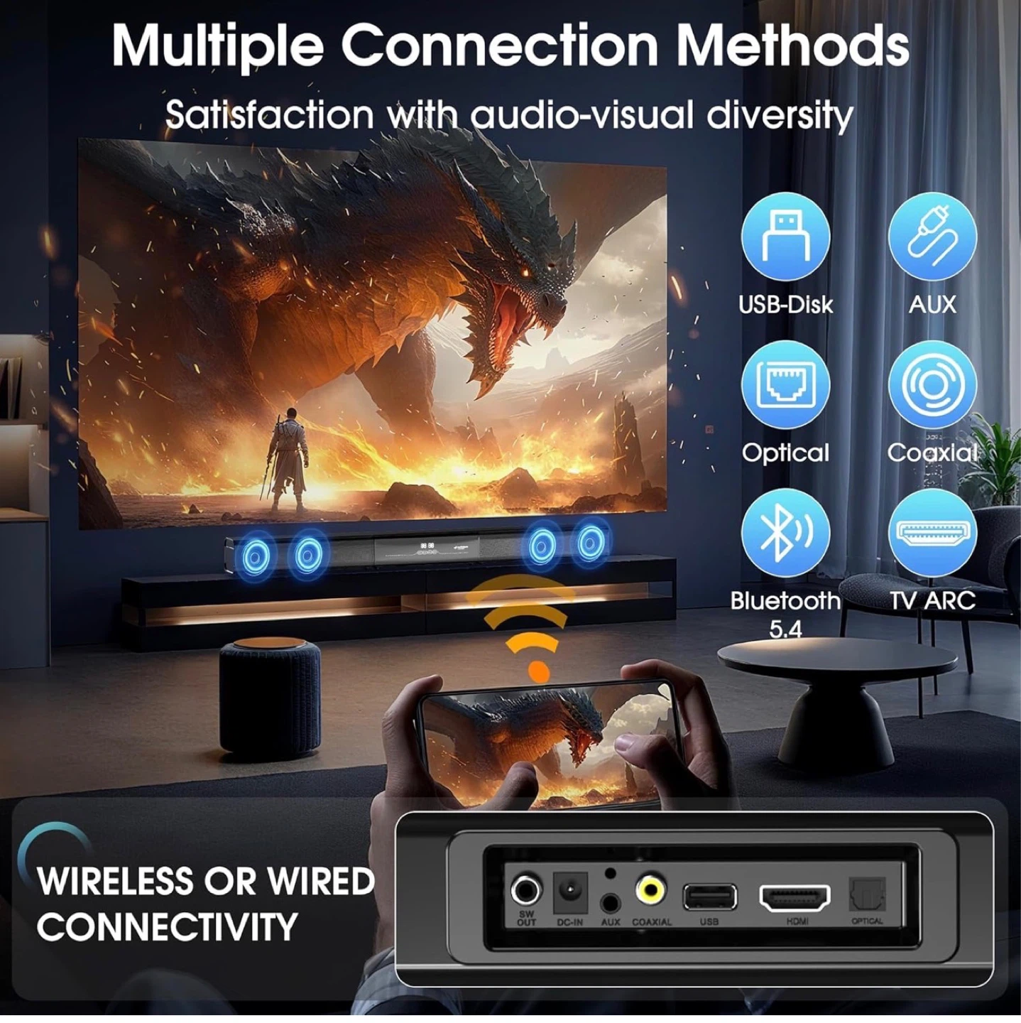 - HIXICOPA 2.1 Ch Soundbar & Subwoofer 🔊 Upgrade Your TV Sound - photo 3