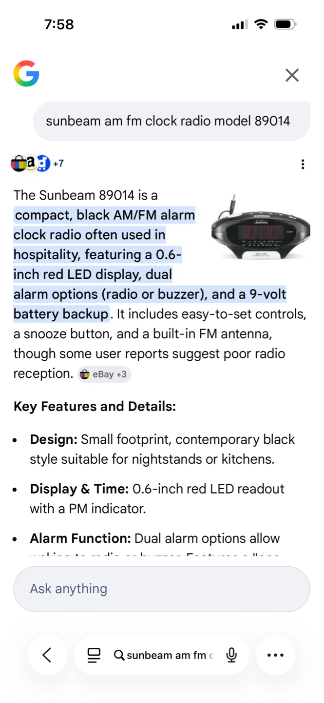 Sunbeam AM/FM Alarm Clock Radio - photo 5