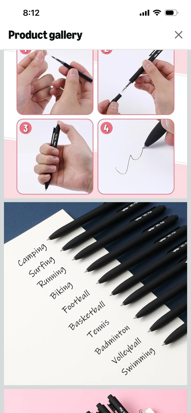 New- Mr. Pen Black Ink Pens Set (8 Count)