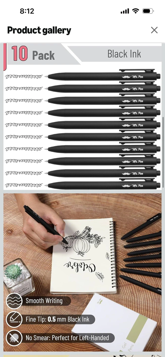 New- Mr. Pen Black Ink Pens Set (8 Count) - photo 2