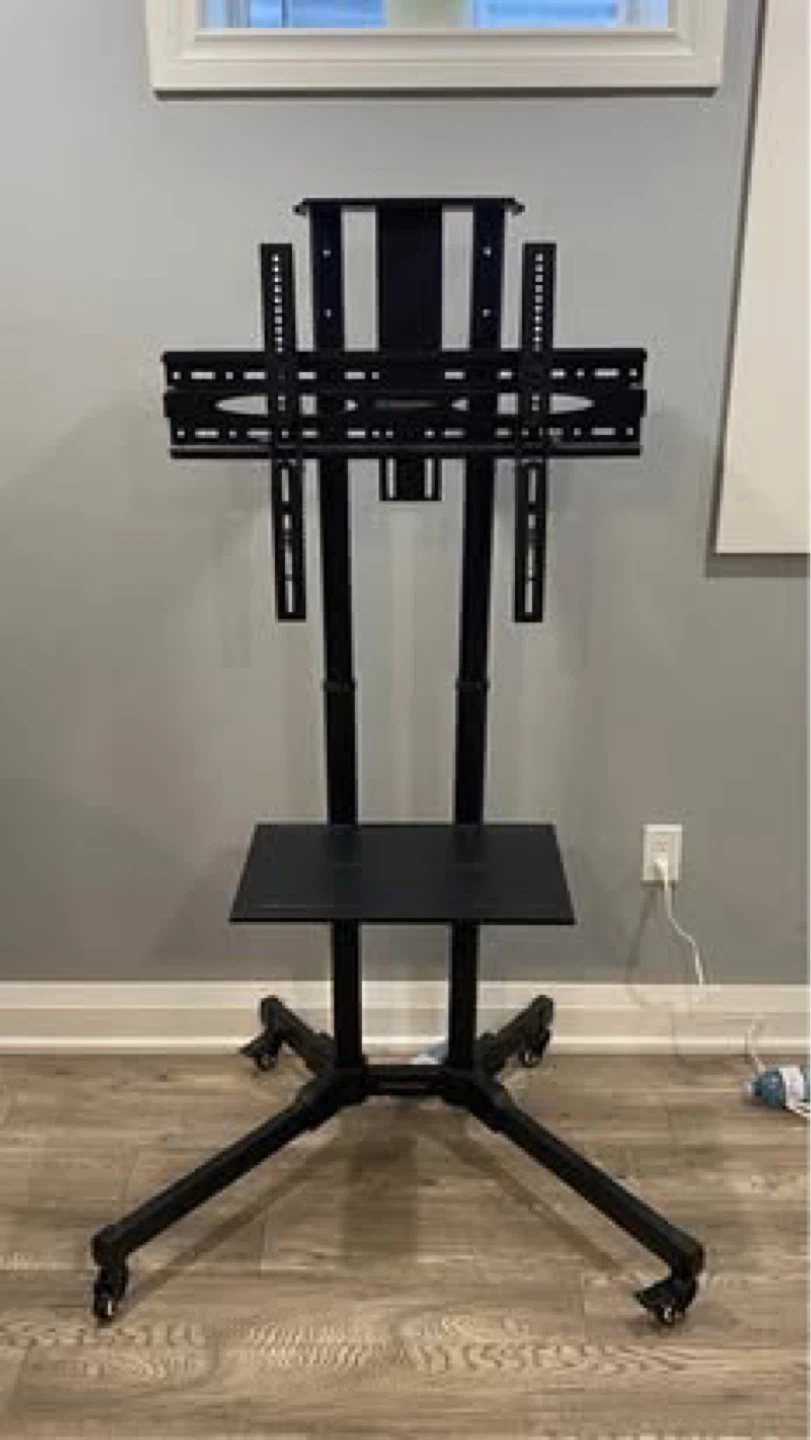 Black Rolling TV Stand with Shelf