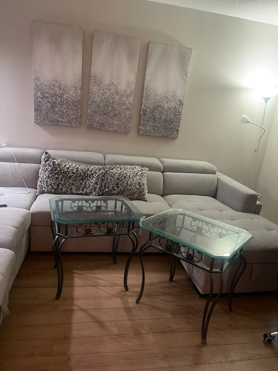 Set of 2 Glass Top End Tables