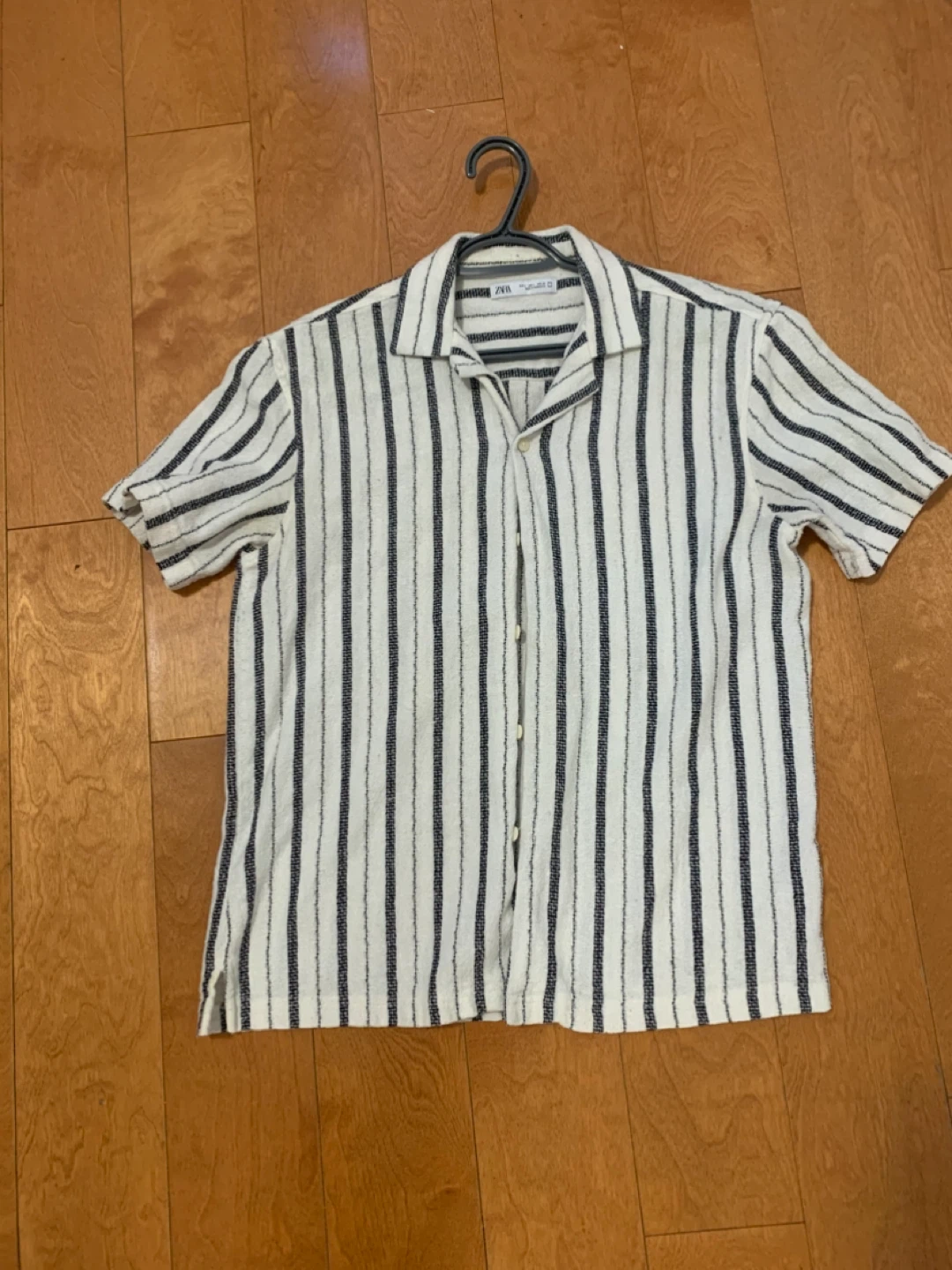 ZARA Striped Short Sleeve Button-Up Shirt