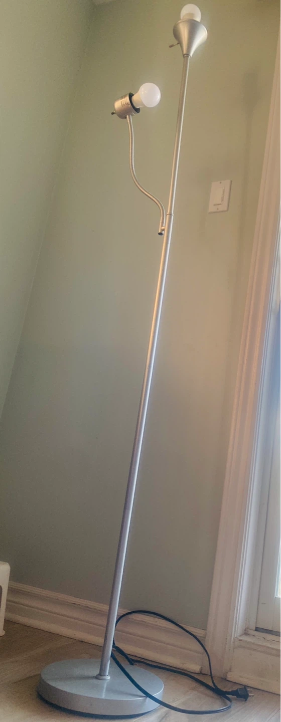 Silver Double Head Floor Lamp with Adjustable Arm - photo 3