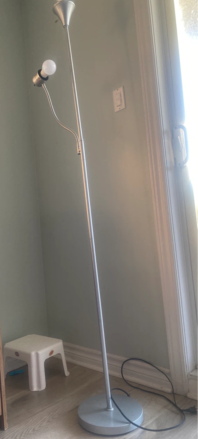 Silver Double Head Floor Lamp with Adjustable Arm - photo 2