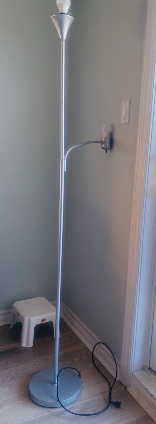Silver Double Head Floor Lamp with Adjustable Arm - photo 4