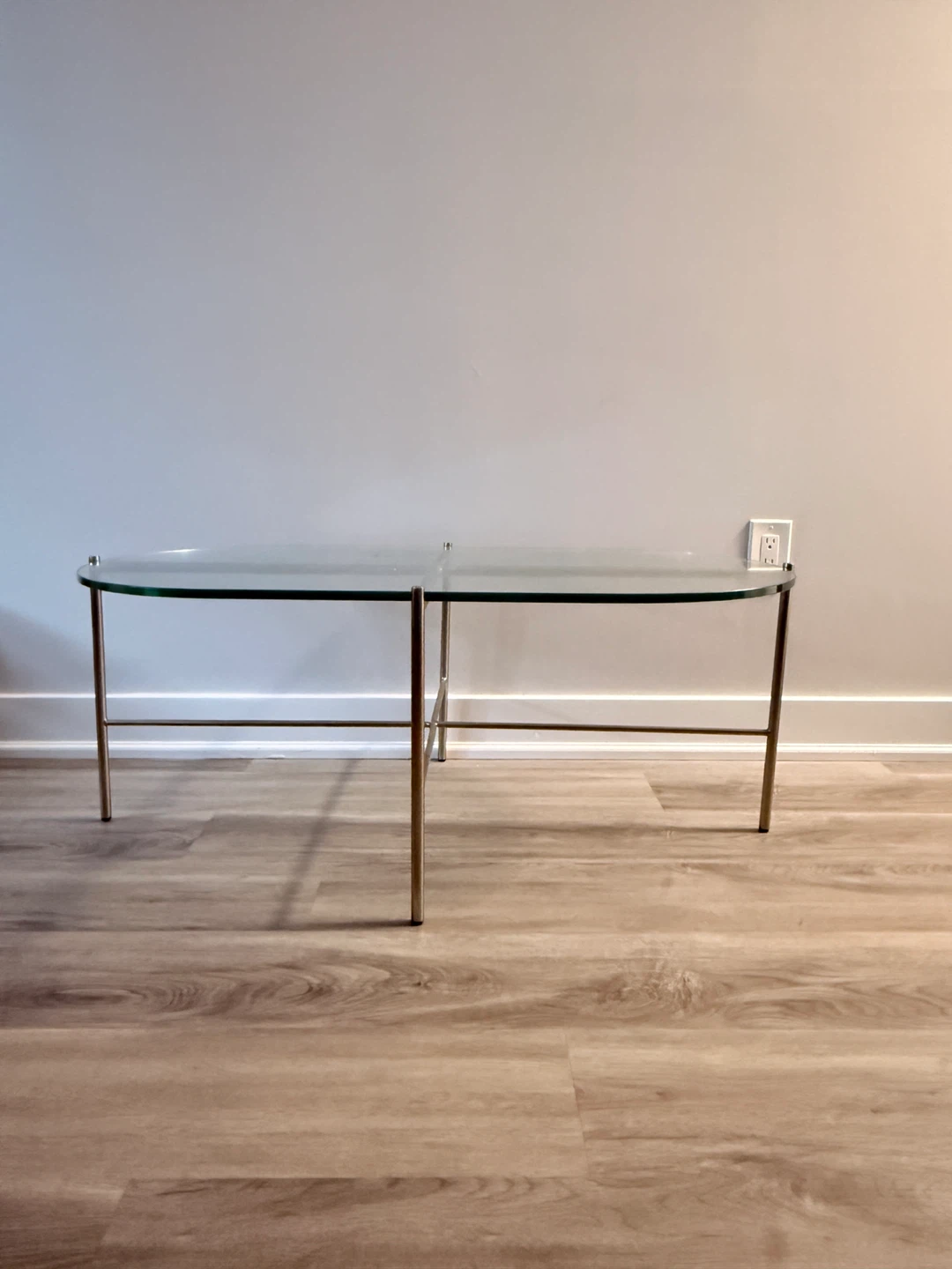 Glass Top Console Table or coffee table with Gold Metal Frame - photo 2