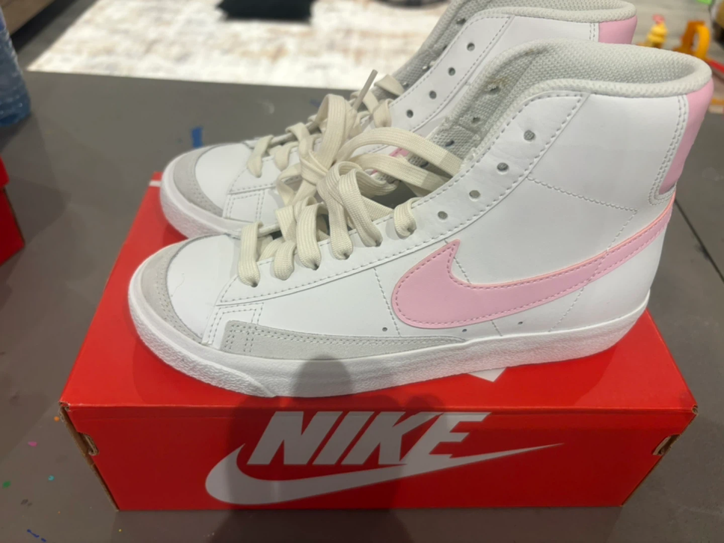 Nike Blazer Mid '77 (GS) Shoes - White/Pink Foam - Size 5Y - photo 3