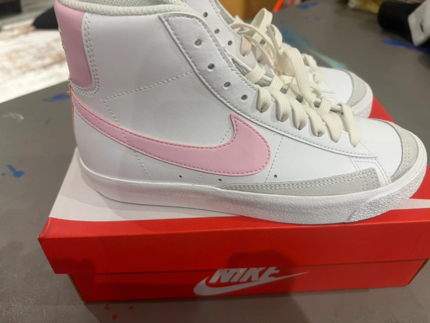 Nike Blazer Mid '77 (GS) Shoes - White/Pink Foam - Size 5Y - photo 4