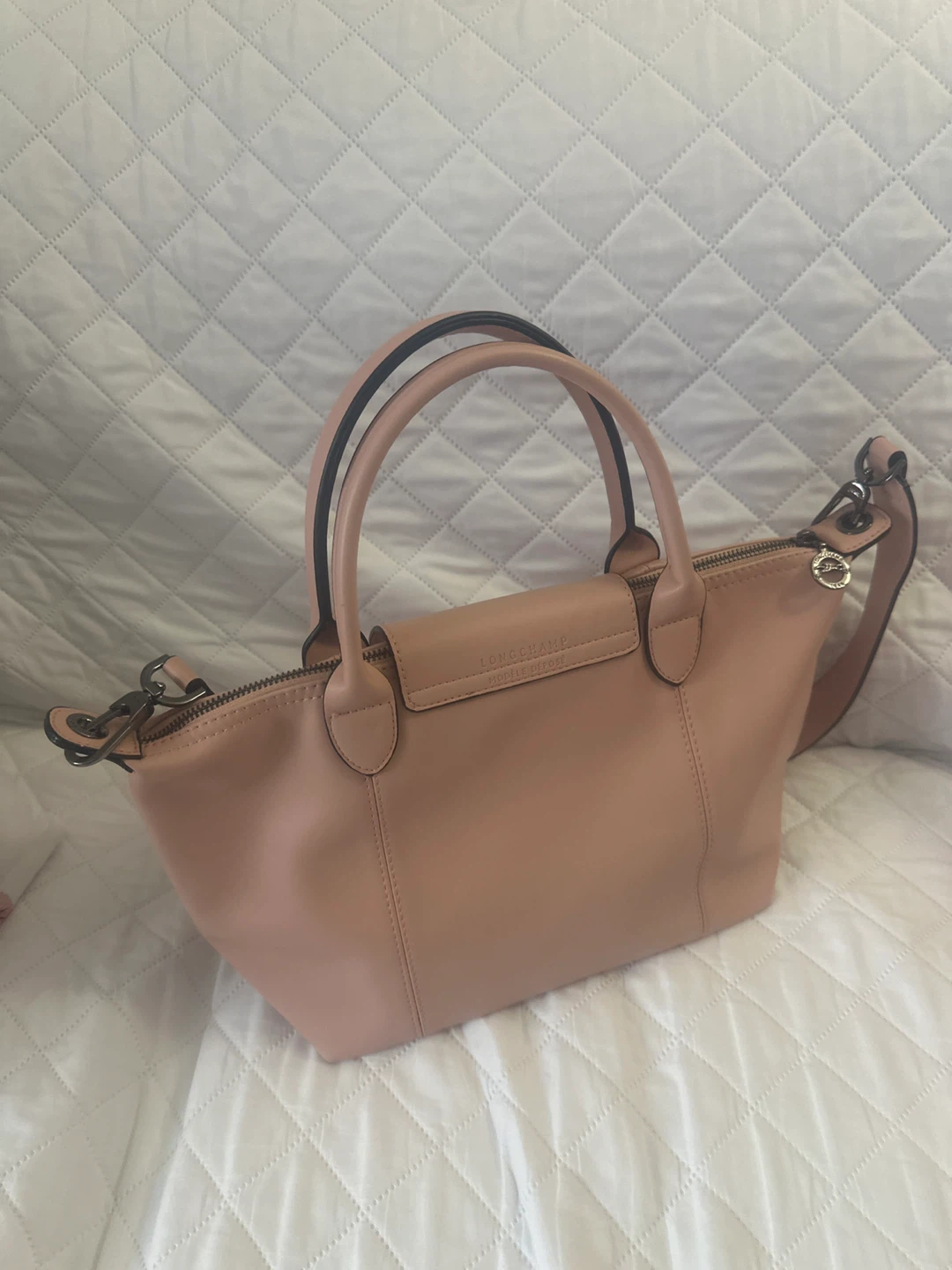 Longchamp Le Pliage Cuir Small Satchel Bag - Rose Pink - photo 2