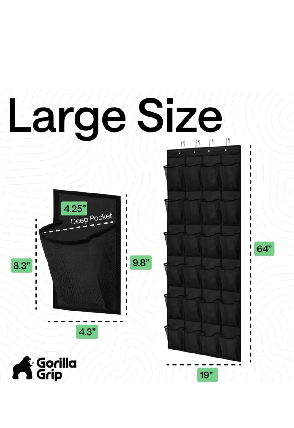 Gorilla Grip Black Over-the-Door Shoe Organizer with 24 Pockets - photo 2