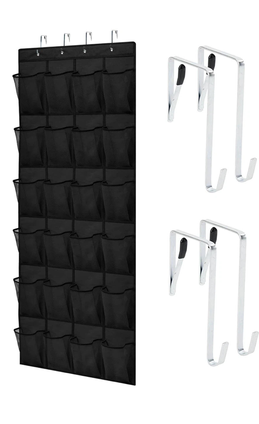 Gorilla Grip Black Over-the-Door Shoe Organizer with 24 Pockets - photo 3