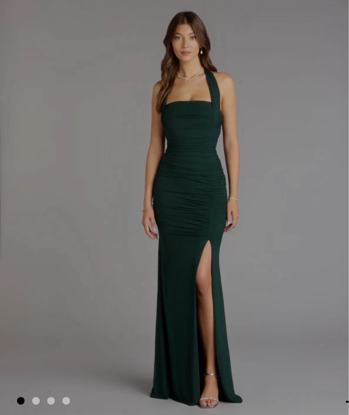 Windsor emerald green halter slit dress-S