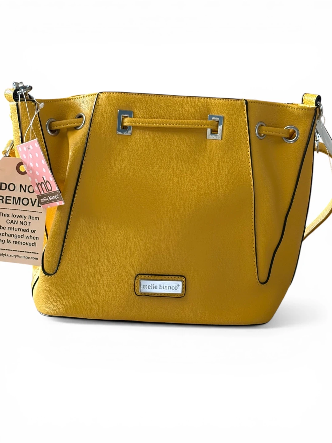 Melie Bianco Yellow Italian Leather Bucket Bag - photo 5