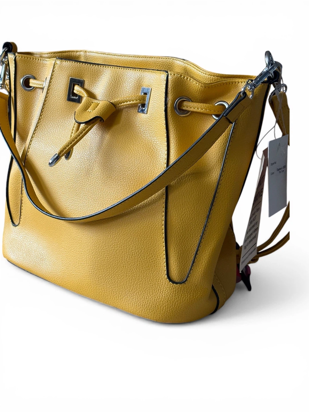 Melie Bianco Yellow Italian Leather Bucket Bag