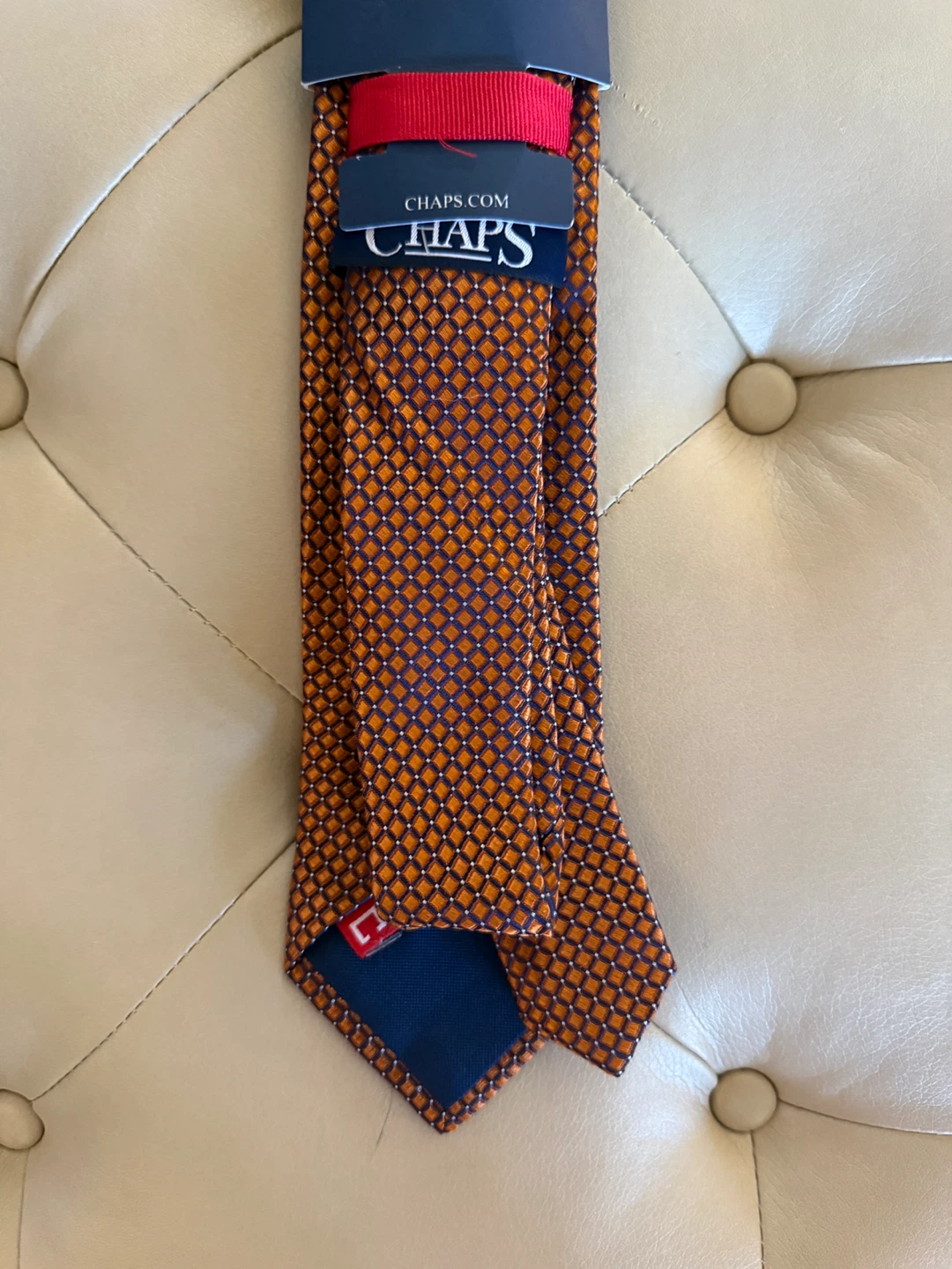 Brand new Chaps Men's Silk Tie - Orange and Navy - photo 2