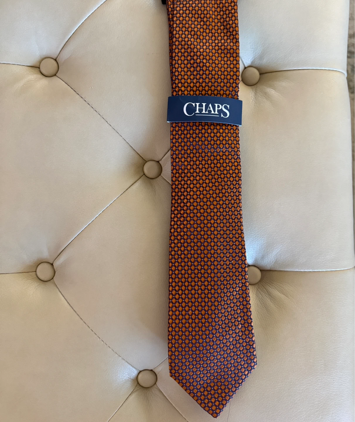 Brand new Chaps Men's Silk Tie - Orange and Navy