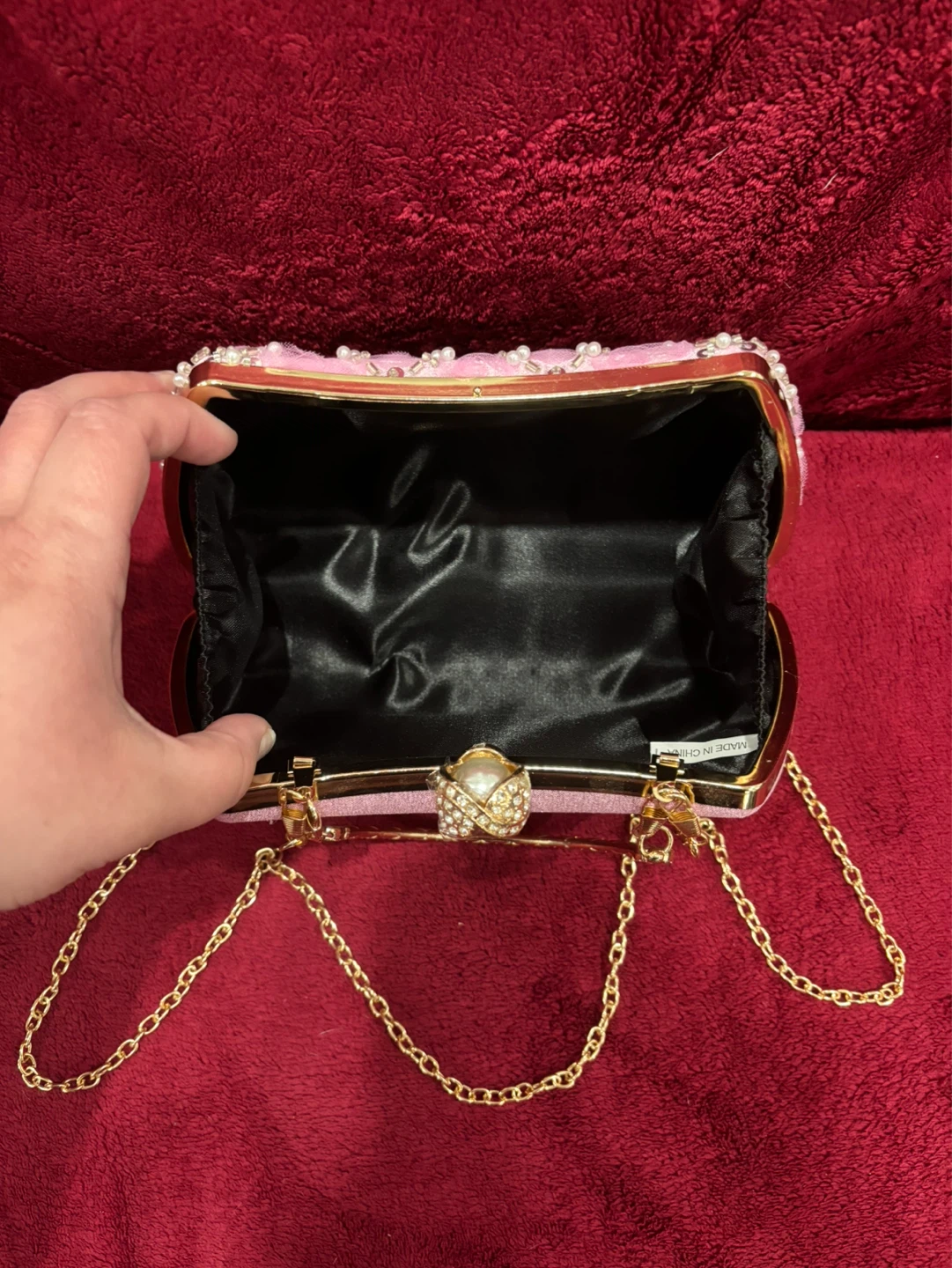 Pink Beaded Clutch Evening Bag - photo 3