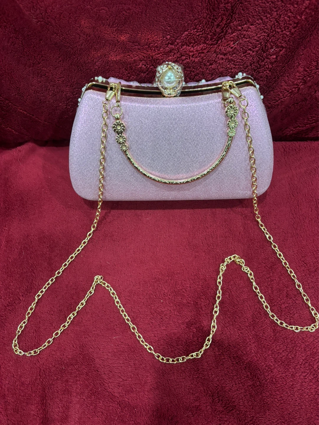 Pink Beaded Clutch Evening Bag - photo 2