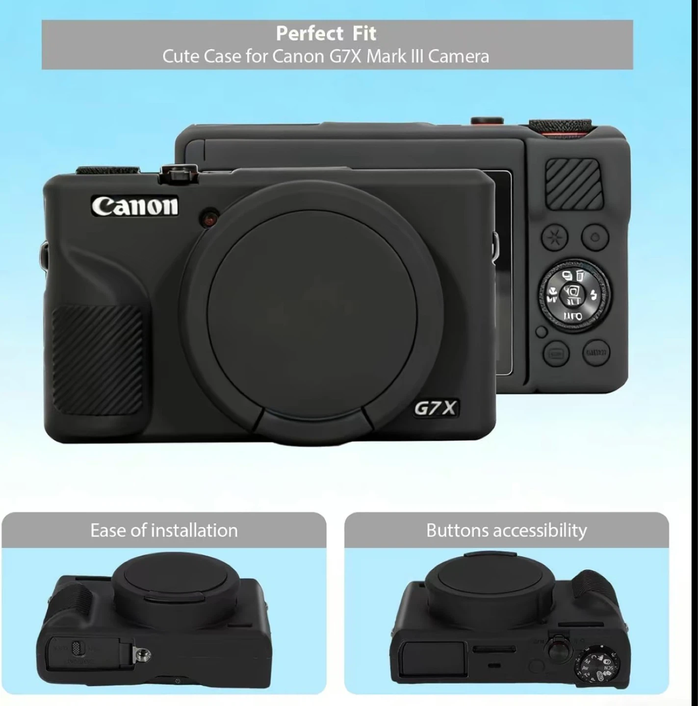 Black Silicone Case and Screen Protector for Canon G7X Mark III - photo 3