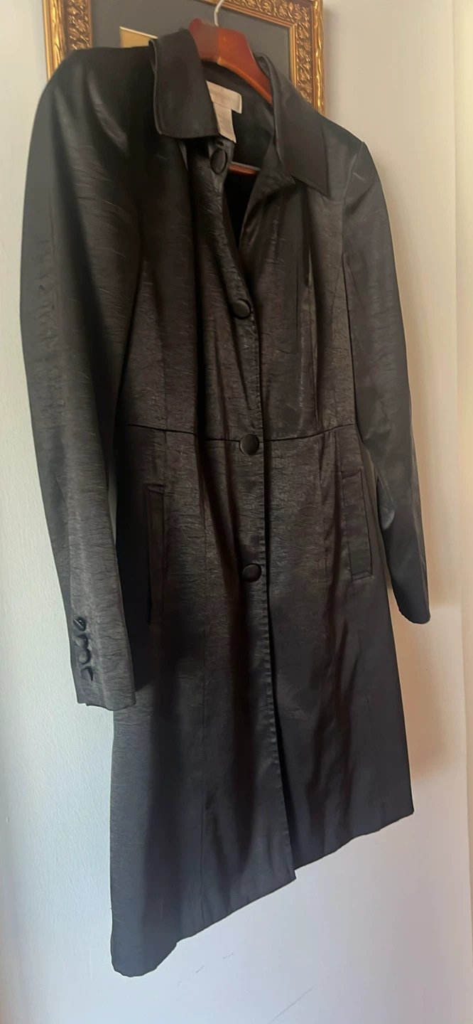 Black Button-Front Trench Coat