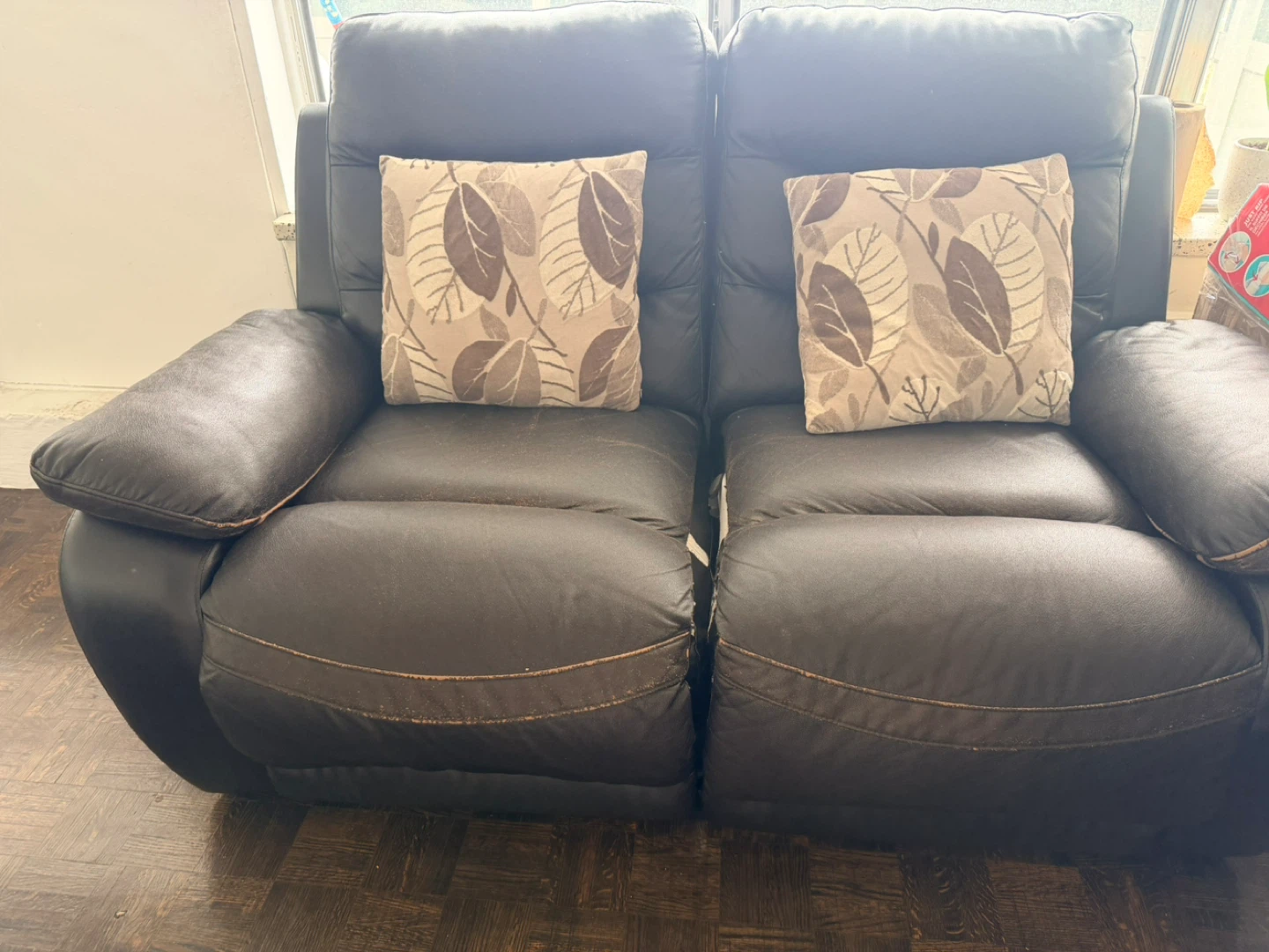 Dark Brown Leather Reclining Sofa - photo 2