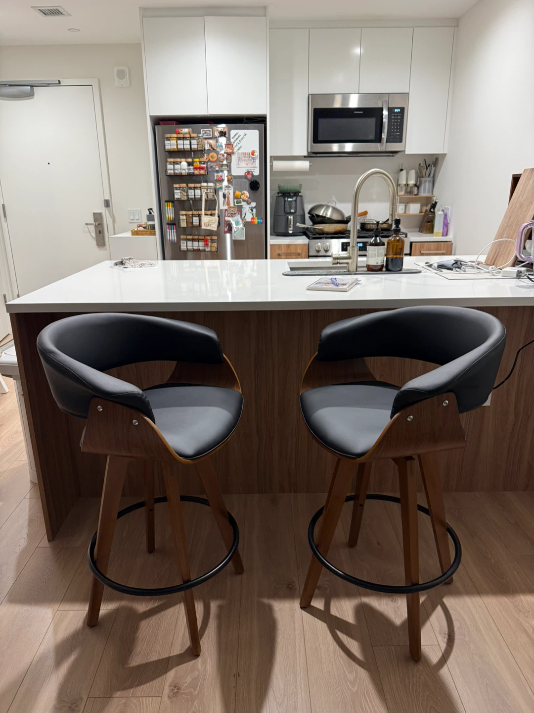 Joeanne Faux Leather Swivel 26" Counter Stools (Set of 2)