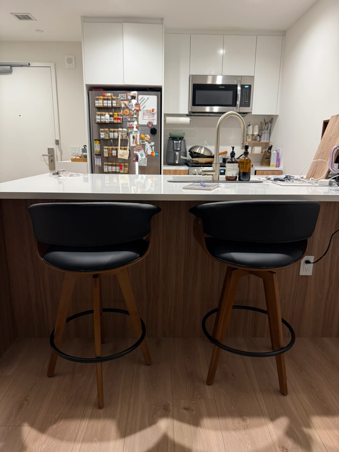 Joeanne Faux Leather Swivel 26" Counter Stools (Set of 2) - photo 2