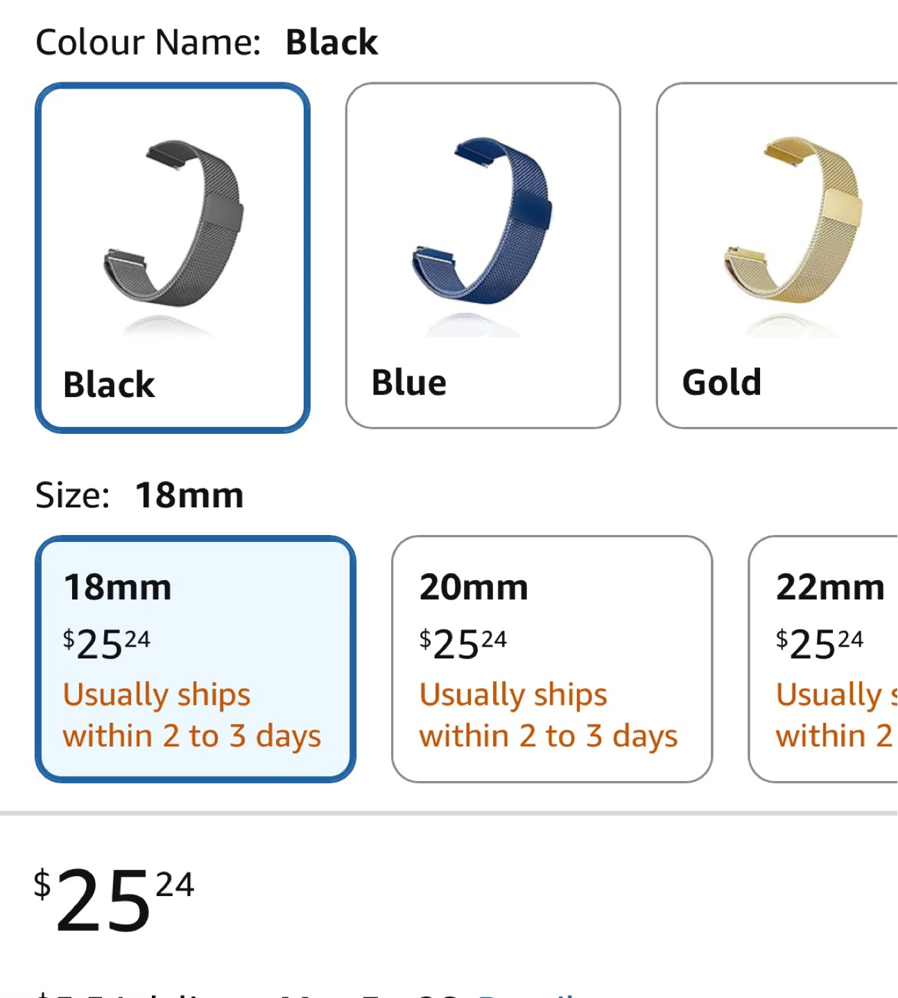 Black Stainless Steel Mesh Watch Band - 18mm - photo 4