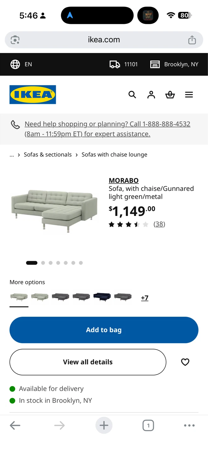 IKEA MORABO Sectional Sofa with Chaise Lounge - photo 4