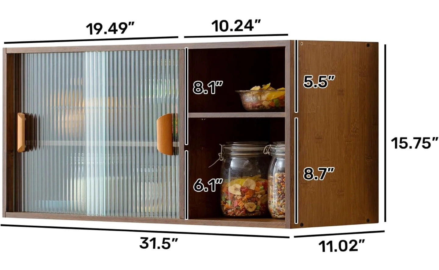 HollyHOME Bamboo Wall Mounted Kitchen Sideboard - photo 2