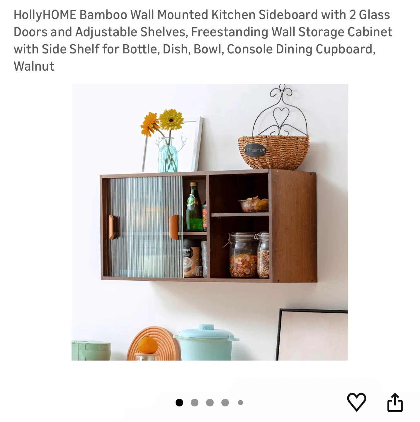 HollyHOME Bamboo Wall Mounted Kitchen Sideboard - photo 3