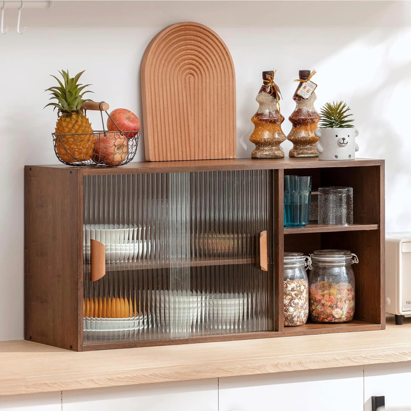 HollyHOME Bamboo Wall Mounted Kitchen Sideboard