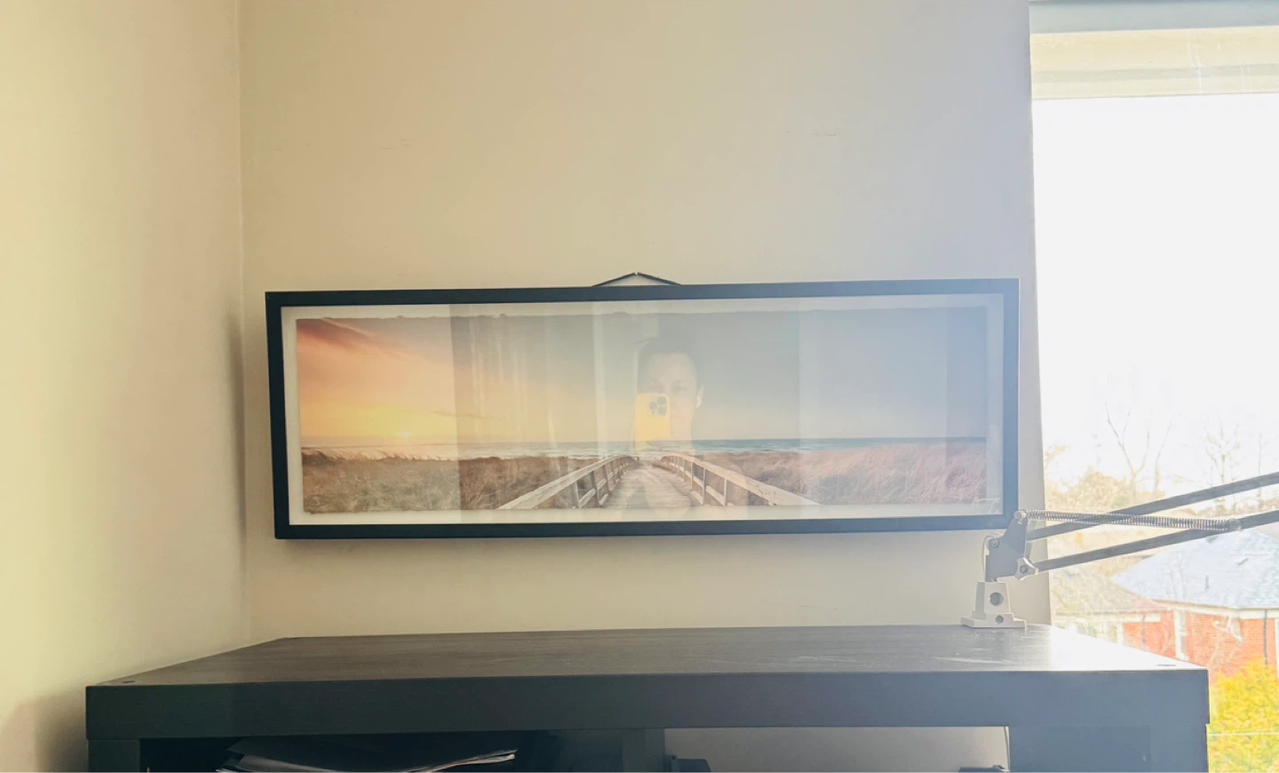 Framed Landscape Artwork - Beach Boardwalk Sunset - photo 3