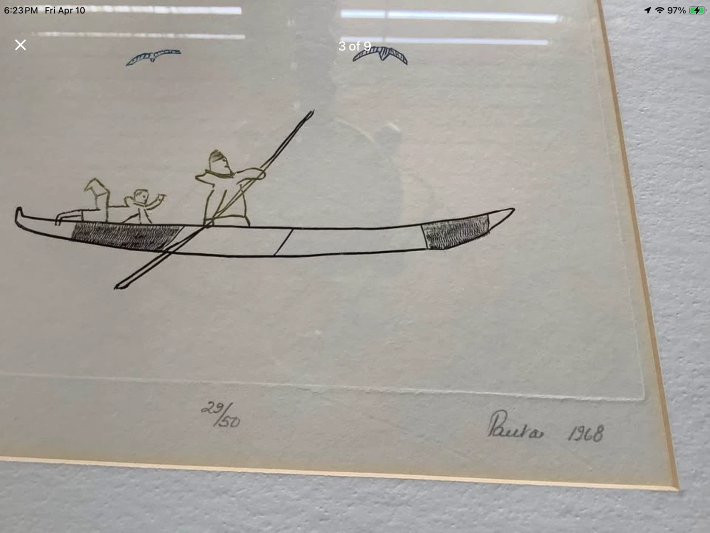 Vtg Ltd Edition Print “Kayak Man” by Inuk Artist Pauta Saila RCA - photo 3