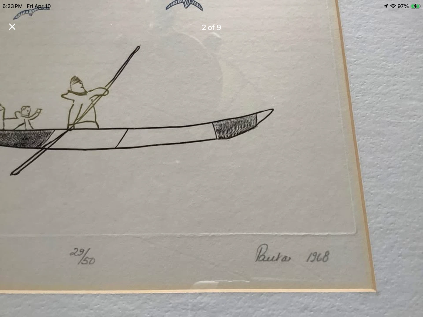 Vtg Ltd Edition Print “Kayak Man” by Inuk Artist Pauta Saila RCA - photo 2