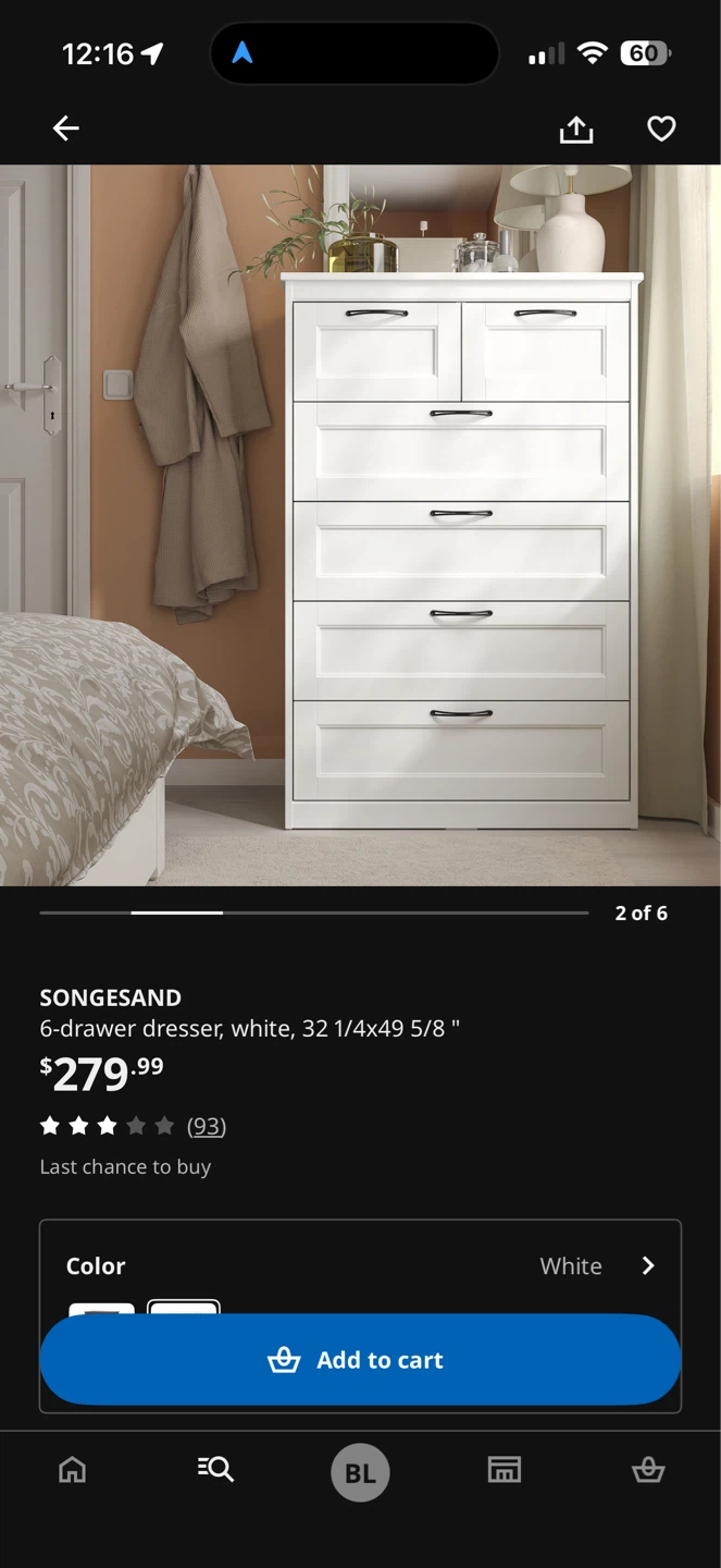 SONGESAND 6-drawer dresser