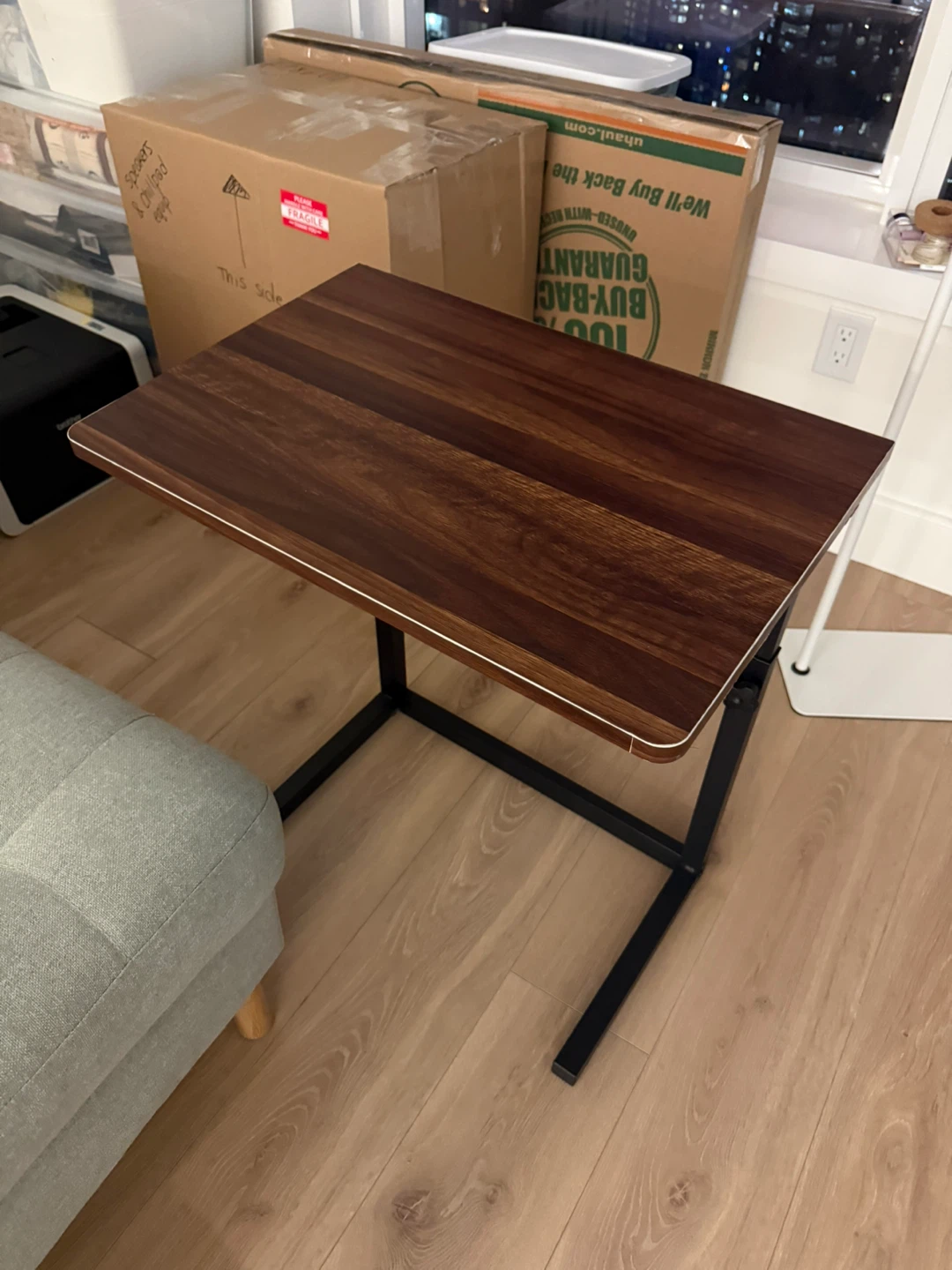 Adjustable C-Table with Wood Top