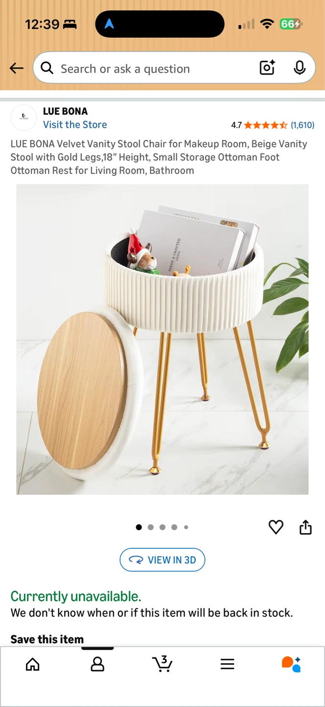 LUE BONA Velvet Vanity Stool - Beige - photo 2