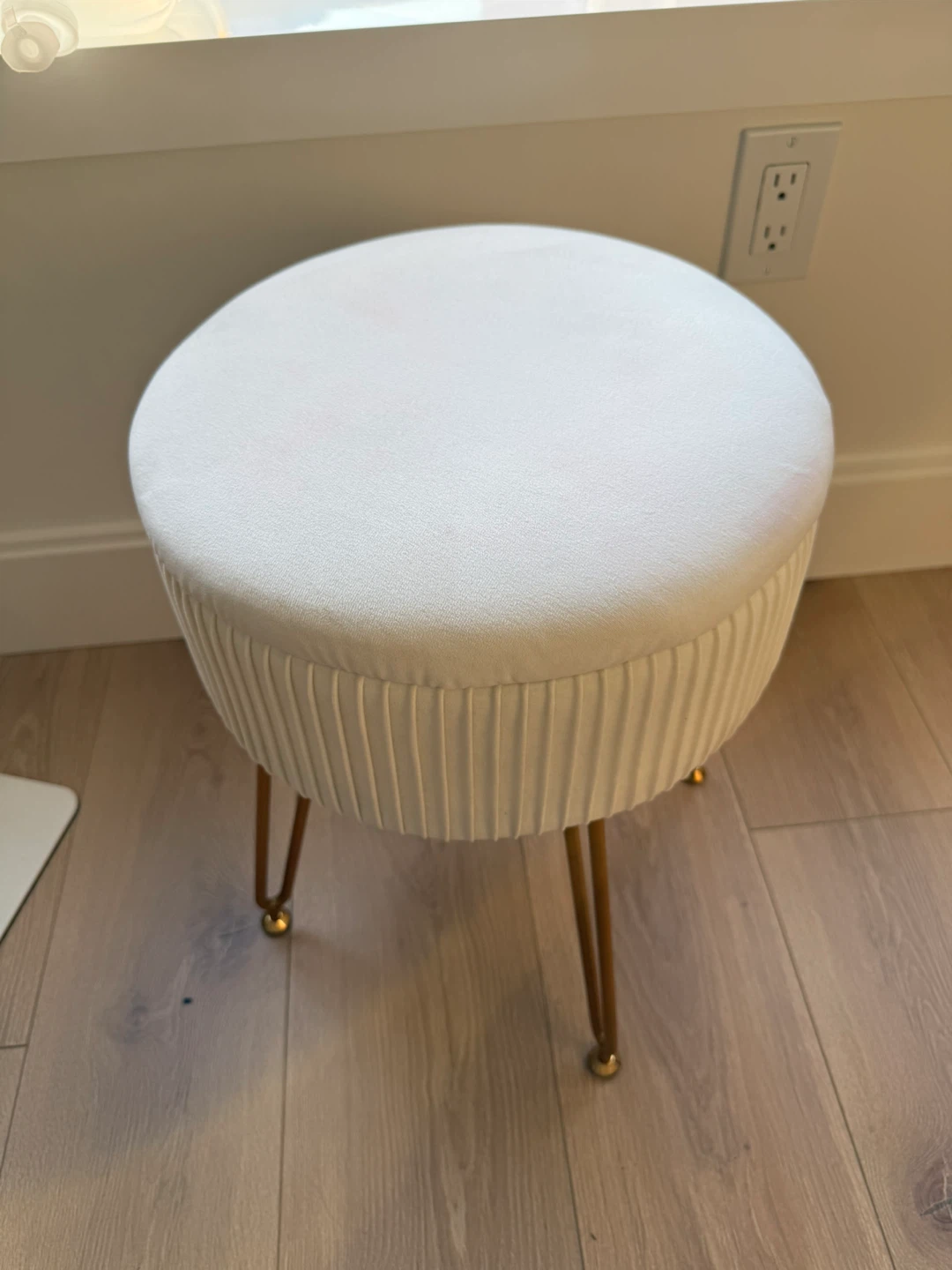 LUE BONA Velvet Vanity Stool - Beige - photo 3