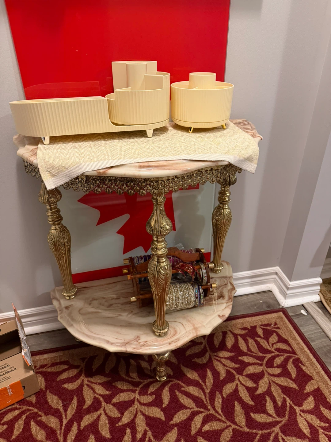 Ornate Console Table with Marble Top and Gold Accents - photo 2