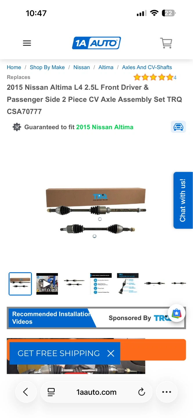 New 2015 Nissan Altima 2.5 CV Axle Drive Shaft Assembly - photo 2