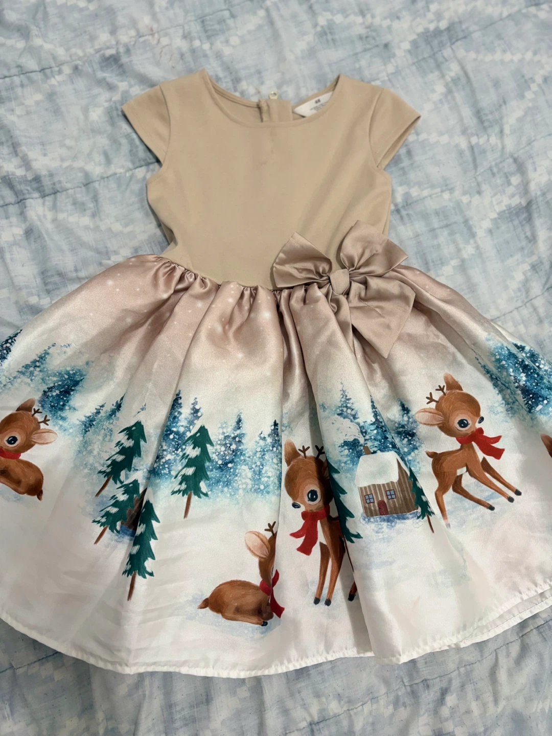 H&M Girls Reindeer Winter Dress Size 6-8