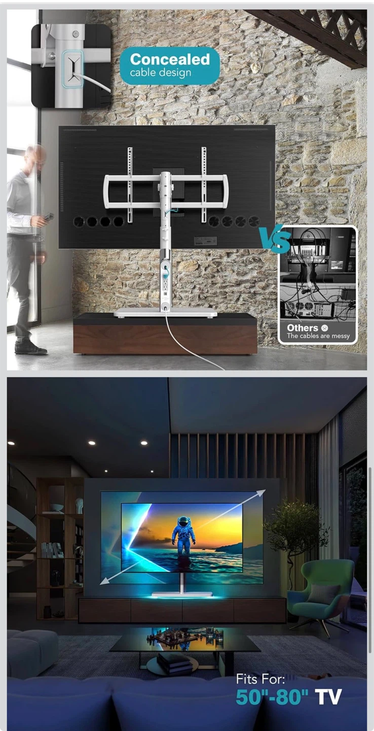 TV Stand with Integrated Power Strip and USB Ports - photo 4