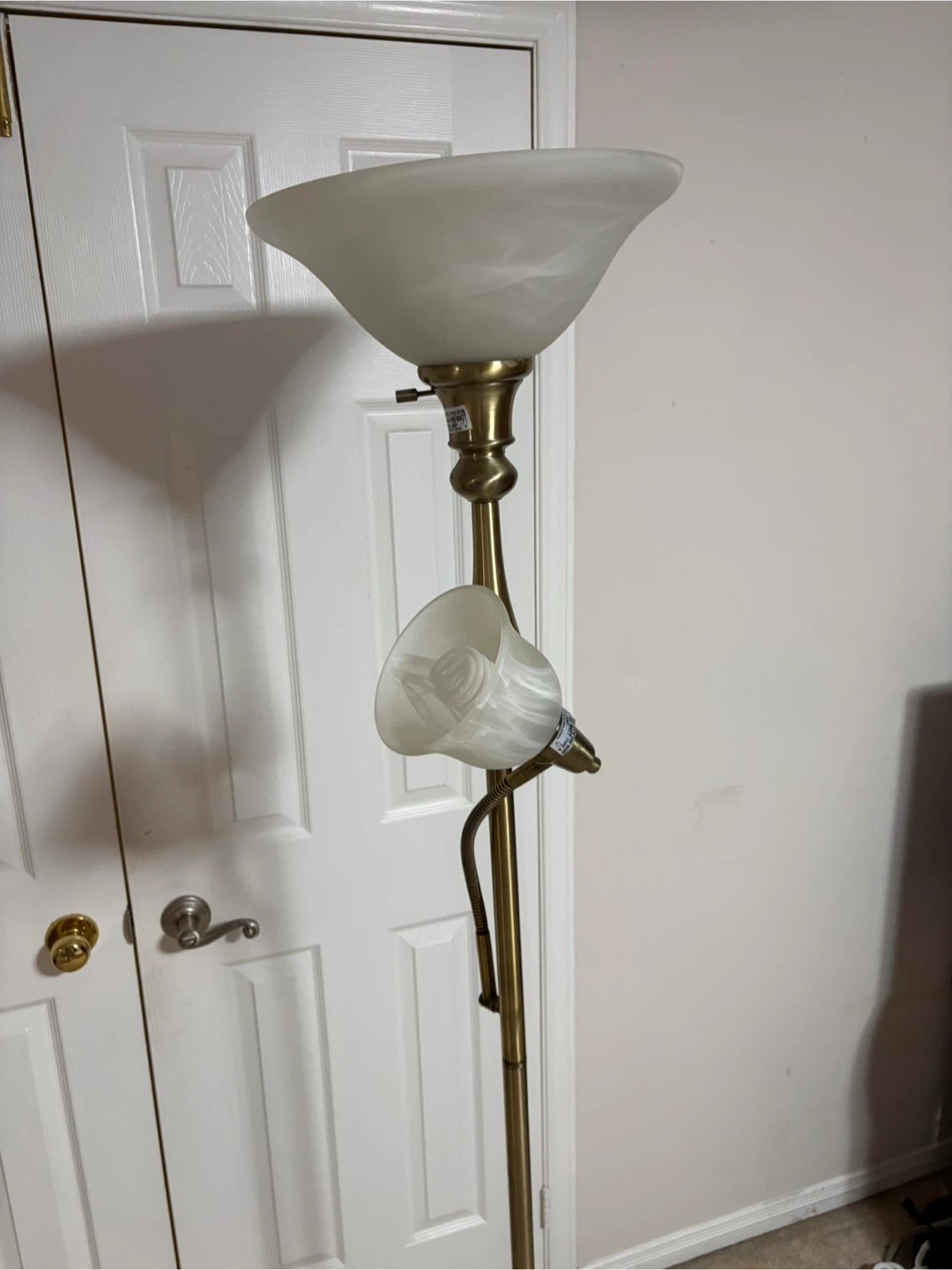 Brass Torchiere Floor Lamp with Accent Light - photo 2