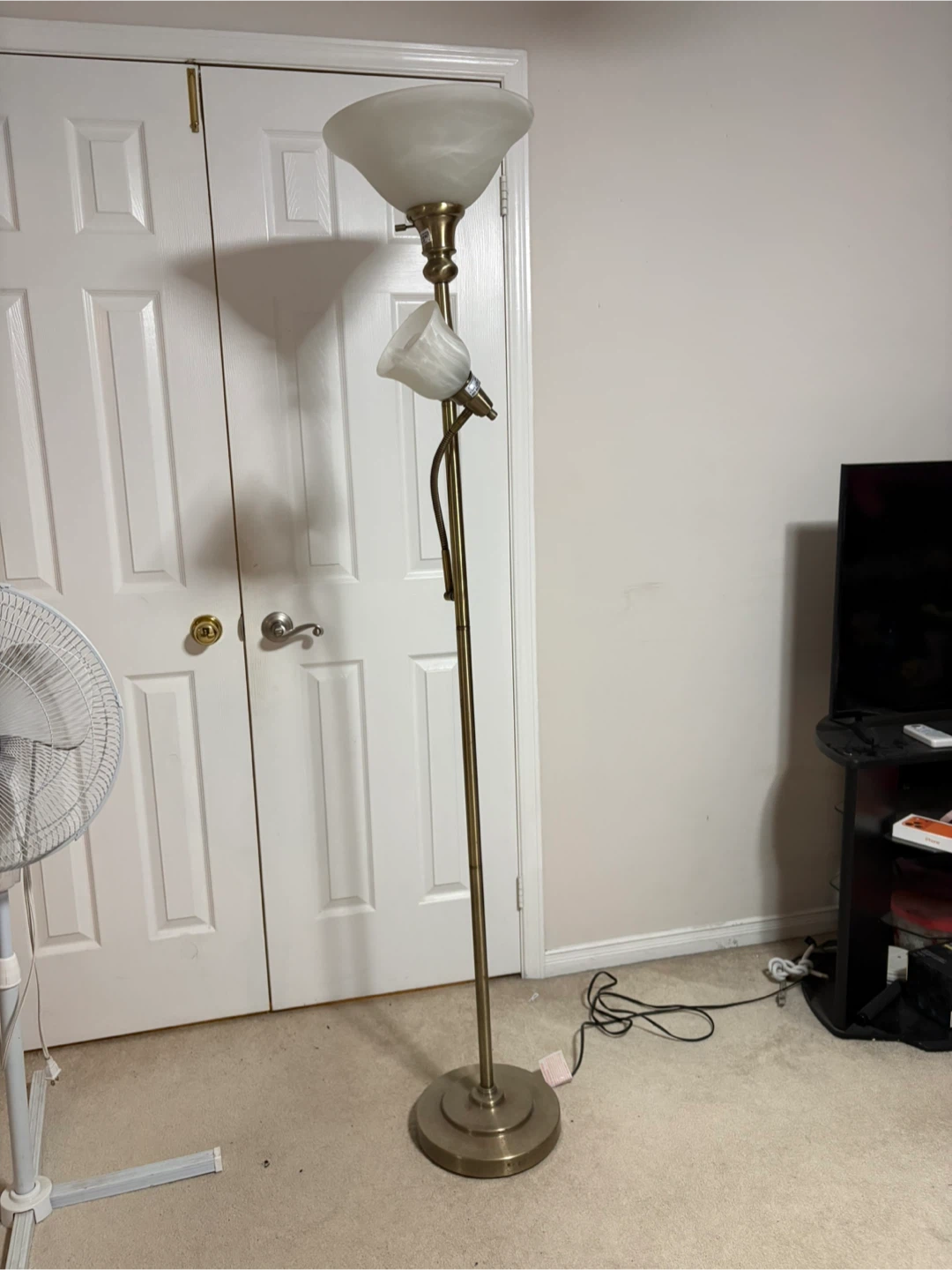 Brass Torchiere Floor Lamp with Accent Light