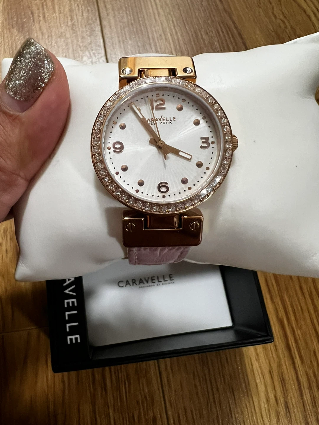 Caravelle New York Ladies Rose Gold Crystal Watch