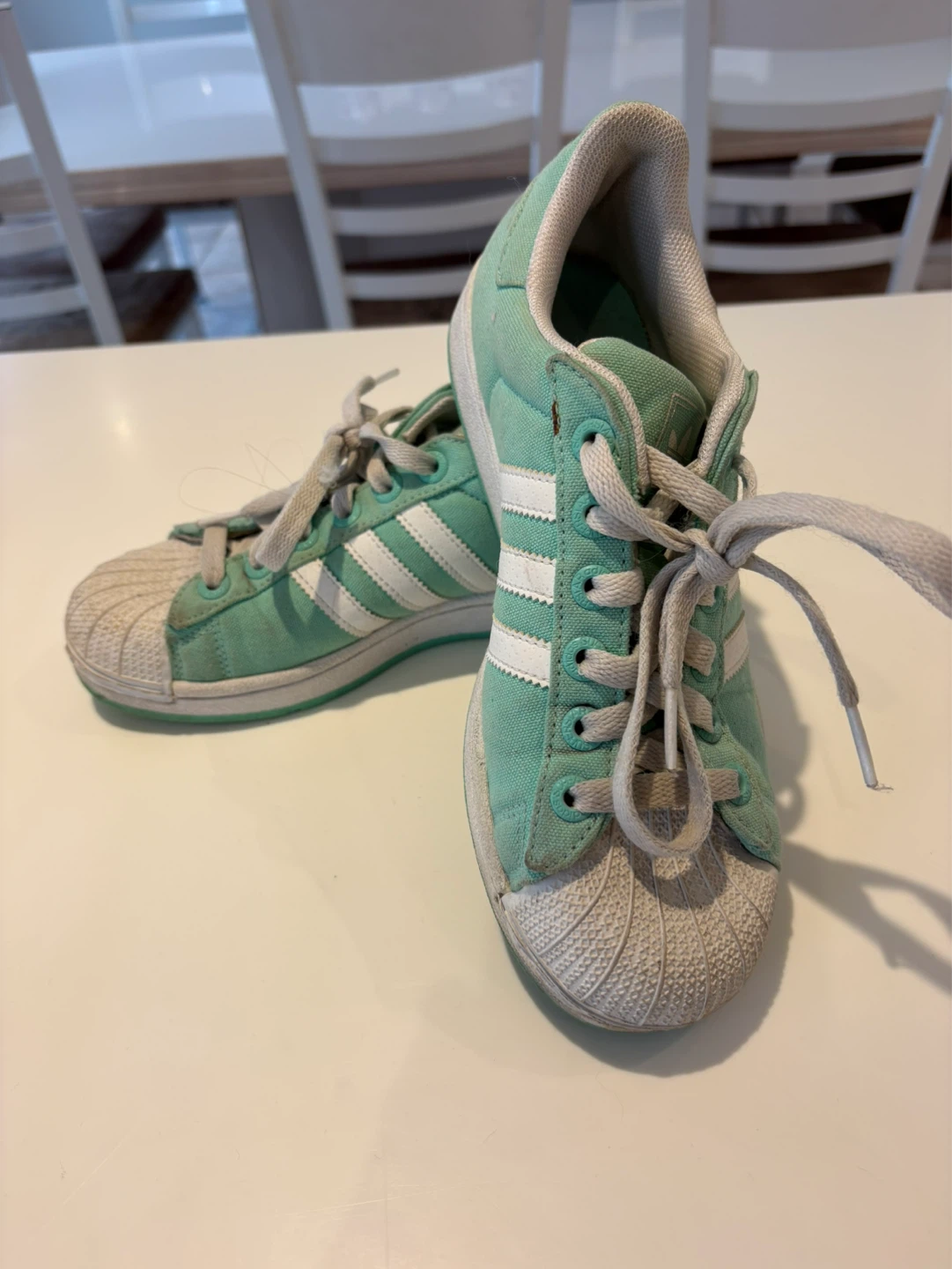 Adidas Superstar Shoes - Mint Green and White
