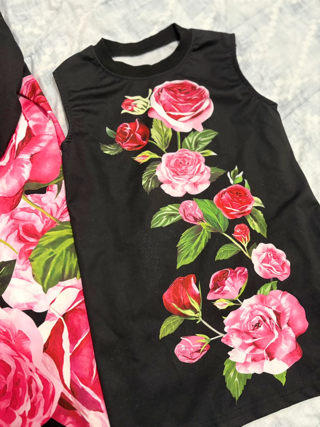 Mother and Daughter Black Floral Print Dresses - photo 3