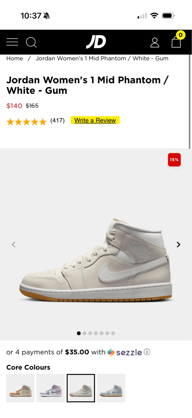 Jordan Women's 1 Mid Phantom/White-Gum Shoes